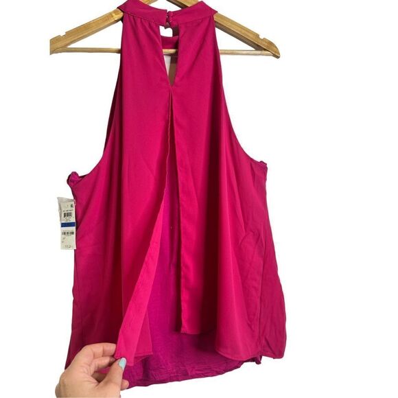 bar III Keyhole Cold Shoulder Blouse pink NWT size L - Picture 7 of 7